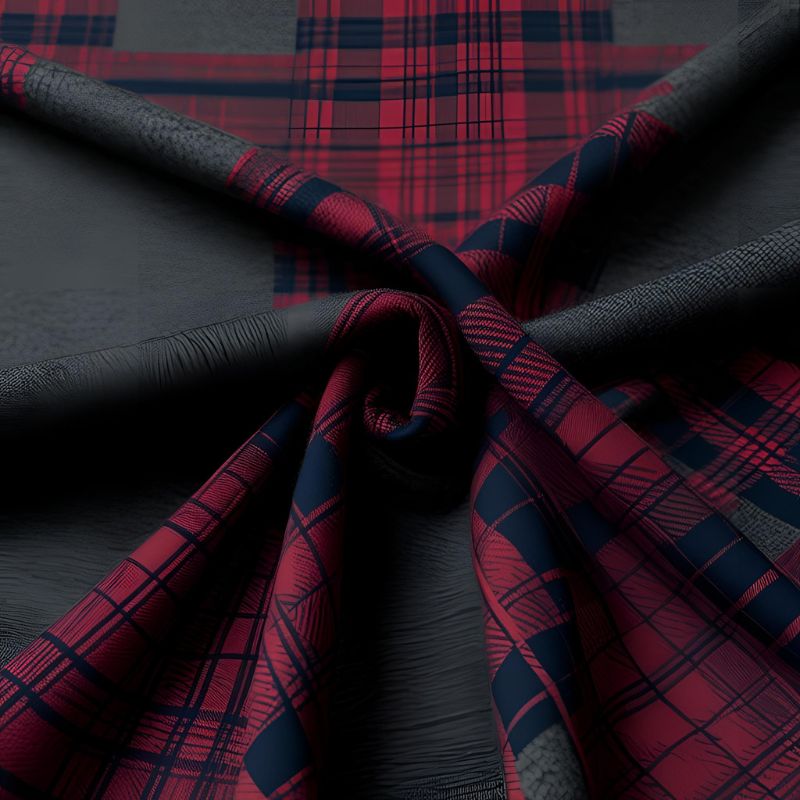 Printed Plaid Ponte Knit Fabric