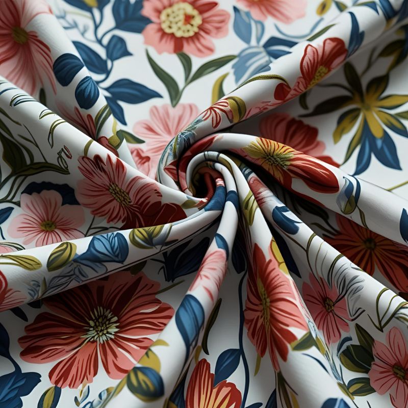 Printed Floral Ponte Knit Fabric