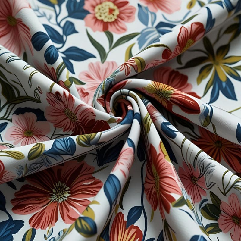 Printed Floral Ponte Knit Fabric